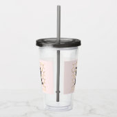 Pastel Roze Gouden Zeshoek Monogram Acryl Drinkbeker (Rechts)