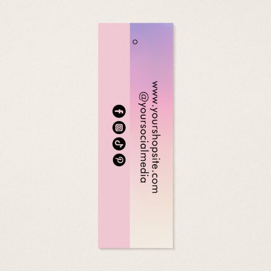 Pastel Roze Gradient Rainbow Logo Maat Prijs Mini Visitekaartjes (Achterkant)