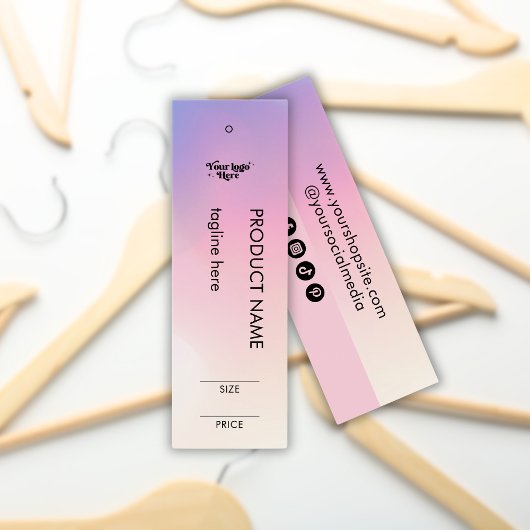 Pastel Roze Gradient Rainbow Logo Maat Prijs Mini Visitekaartjes