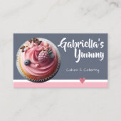 Pastel roze grijs cupcake cake fotosjabloon zoet visitekaartje (Voorkant)