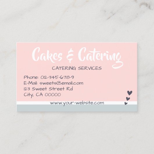 Pastel roze grijs cupcake cake fotosjabloon zoet visitekaartje (Achterkant)