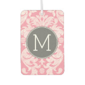 Pastel Roze & grijs Damaserpatroon - Aangepast mon Luchtverfrisser (Voorkant)
