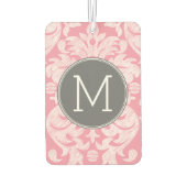 Pastel Roze & grijs Damaserpatroon - Aangepast mon Luchtverfrisser (Achterkant)