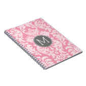 Pastel Roze & grijs Damaserpatroon - Aangepast mon Notitieboek (Rechterzijde)