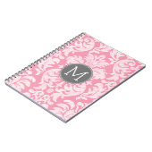 Pastel Roze & grijs Damaserpatroon - Aangepast mon Notitieboek (Linkerzijde)