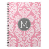 Pastel Roze & grijs Damaserpatroon - Aangepast mon Notitieboek (Voorkant)