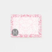 Pastel Roze & grijs Damaserpatroon - Aangepast mon Post-it® Notes (Voorkant)