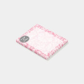 Pastel Roze & grijs Damaserpatroon - Aangepast mon Post-it® Notes (Schuin)