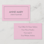 Pastel Roze Grijs Grijs Girly Event Planner Modern Visitekaartje (Voorkant / Achterkant)