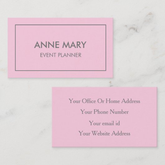 Pastel Roze Grijs Grijs Girly Event Planner Modern Visitekaartje (Voorkant / Achterkant)