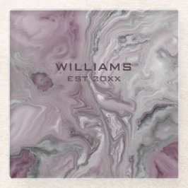 Pastel roze grijs marmeren textuur gepersonaliseer glazen onderzetter