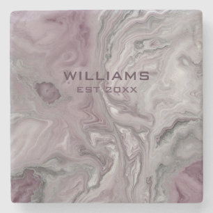 Pastel roze grijs marmeren textuur gepersonaliseer stenen onderzetter