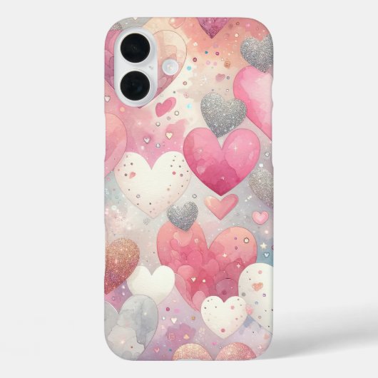 PASTEL ROZE GRIJS WIT VALENTIJN LIEFDE HARTEN Case-Mate iPhone CASE (Achterkant)