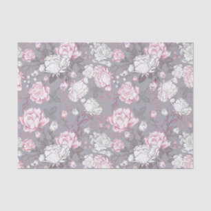 PASTEL ROZE & GRIJZE BABY MEISJE BLOEMEN TISSUEPAPIER