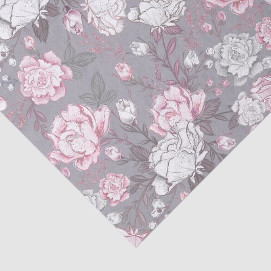 PASTEL ROZE & GRIJZE BABY MEISJE BLOEMEN TISSUEPAPIER (Detail)