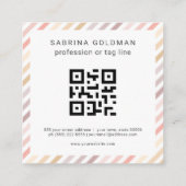 Pastel Roze grijze gouden strips QR CODE Vierkante Visitekaartje (Achterkant)