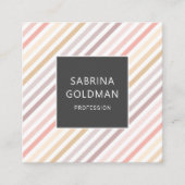 Pastel Roze grijze gouden strips QR CODE Vierkante Visitekaartje (Voorkant)