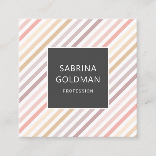 Pastel Roze grijze gouden strips QR CODE Vierkante Visitekaartje (Voorkant)
