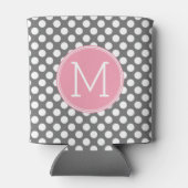 Pastel roze & grijze poka dots met aangepast monog blikjeskoeler (Achterkant)