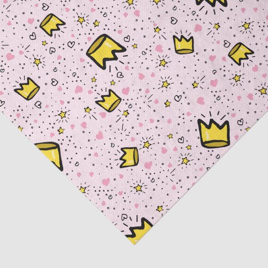  pastel roze grillige kroon doedel patroon tissuepapier (Detail)