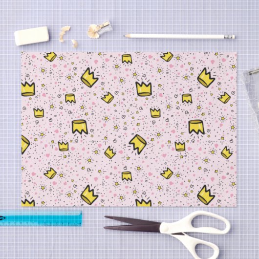  pastel roze grillige kroon doedel patroon tissuepapier (Craft)