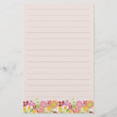 Pastel roze grillige lente bloemen tuin bloeit briefpapier (Achterkant)