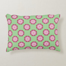Pastel Roze Groen Aziatisch Medaillon Bloemen Accent Kussen