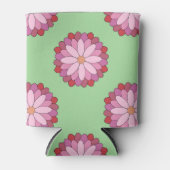 Pastel Roze Groen Aziatisch Medaillon Bloemen Blikjeskoeler (Voorkant)