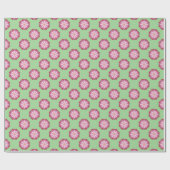 Pastel Roze Groen Aziatisch Medaillon Bloemen Cadeaupapier (Vlak)