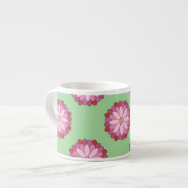 Pastel Roze Groen Aziatisch Medaillon Bloemen Espresso Kop