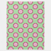 Pastel Roze Groen Aziatisch Medaillon Bloemen Fleece Deken (Voorkant)