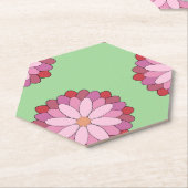 Pastel Roze Groen Aziatisch Medaillon Bloemen Kartonnen Onderzetters (Schuin)