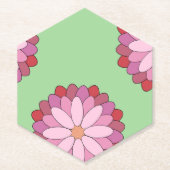 Pastel Roze Groen Aziatisch Medaillon Bloemen Kartonnen Onderzetters (Voorkant)