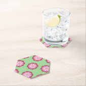 Pastel Roze Groen Aziatisch Medaillon Bloemen Kartonnen Onderzetters (Insitu)