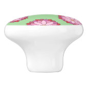 Pastel Roze Groen Aziatisch Medaillon Bloemen Keramische Knop (Zijkant)