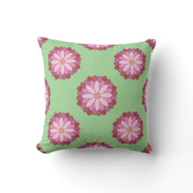 Pastel Roze Groen Aziatisch Medaillon Bloemen