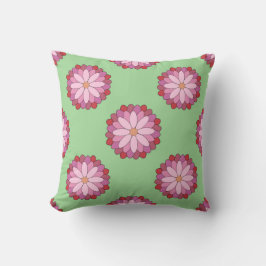 Pastel Roze Groen Aziatisch Medaillon Bloemen Kussen