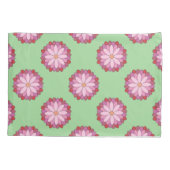 Pastel Roze Groen Aziatisch Medaillon Bloemen Kussensloop (Achterkant)