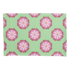 Pastel Roze Groen Aziatisch Medaillon Bloemen Kussensloop