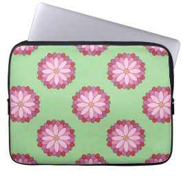 Pastel Roze Groen Aziatisch Medaillon Bloemen Laptop Sleeve