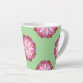 Pastel Roze Groen Aziatisch Medaillon Bloemen Latte Mok (Rechterhoek)