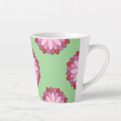 Pastel Roze Groen Aziatisch Medaillon Bloemen Latte Mok (Rechts)
