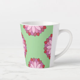 Pastel Roze Groen Aziatisch Medaillon Bloemen Latte Mok