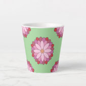 Pastel Roze Groen Aziatisch Medaillon Bloemen Latte Mok (Voorkant)