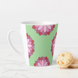 Pastel Roze Groen Aziatisch Medaillon Bloemen Latte Mok