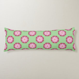 Pastel Roze Groen Aziatisch Medaillon Bloemen Lichaamskussen
