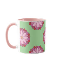 Pastel Roze Groen Aziatisch Medaillon Bloemen