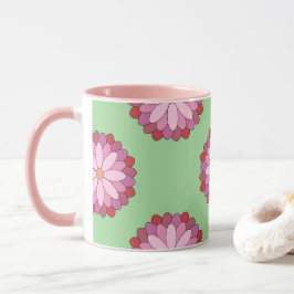 Pastel Roze Groen Aziatisch Medaillon Bloemen Mok