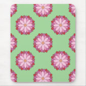 Pastel Roze Groen Aziatisch Medaillon Bloemen Muismat (Voorkant)
