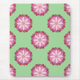 Pastel Roze Groen Aziatisch Medaillon Bloemen Muismat